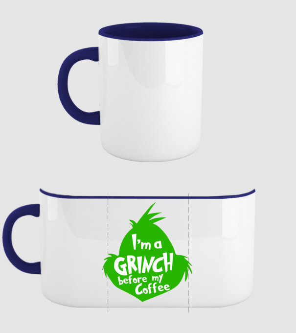 Grinch before coffee model albastru închis pe tricou