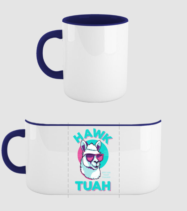 Hawk tuah llama retro sunglasses model albastru închis pe tricou