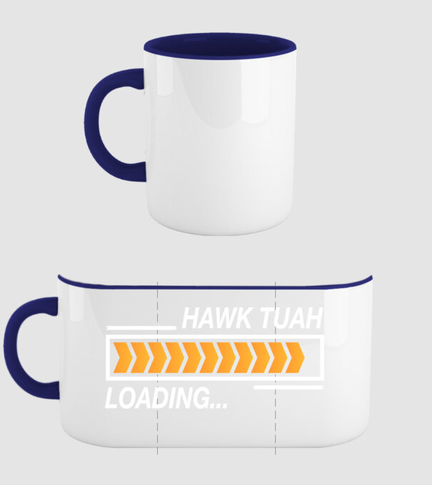 Hawk tuah loading model albastru închis pe tricou