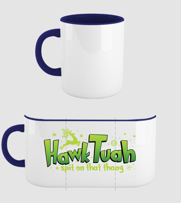 Hawk tuah xmas model albastru închis pe tricou