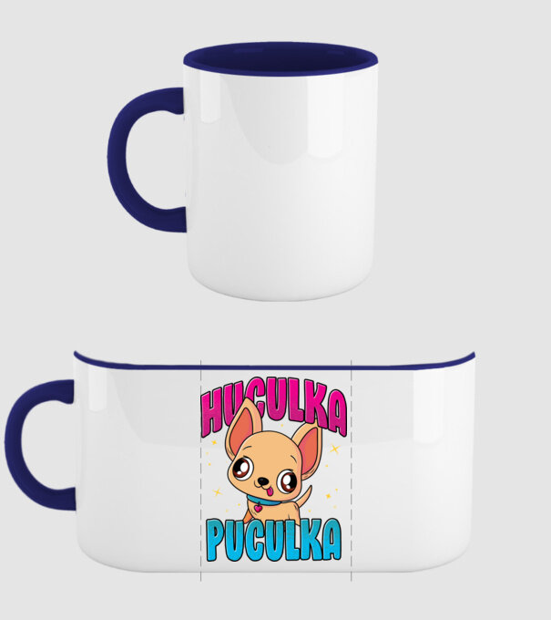 Huculka Puculka chivava model albastru închis pe tricou