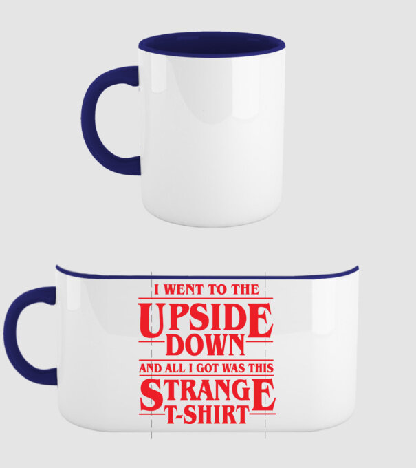 i went to the upside down model albastru închis pe tricou