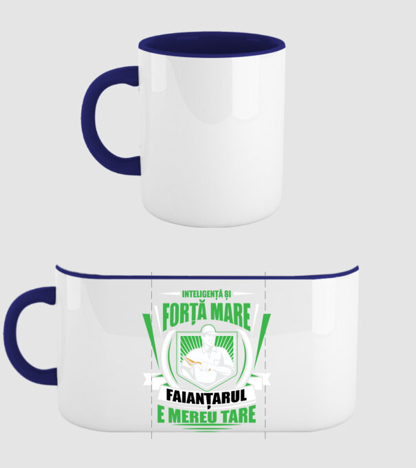 Inteligență și forță mare, faianțarul e mereu tare model albastru închis pe tricou