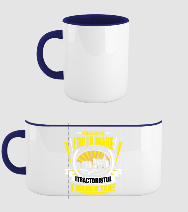 Inteligență și forță mare, tractoristul e mereu tare model albastru închis pe tricou