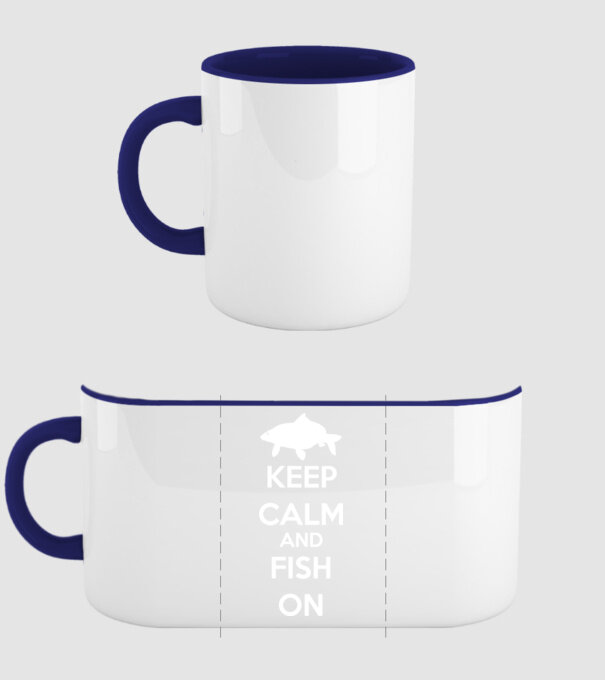 Keep calm and fish on model albastru închis pe tricou