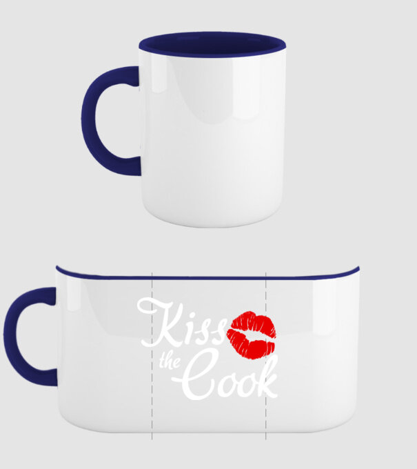 Kiss the cook model albastru închis pe tricou