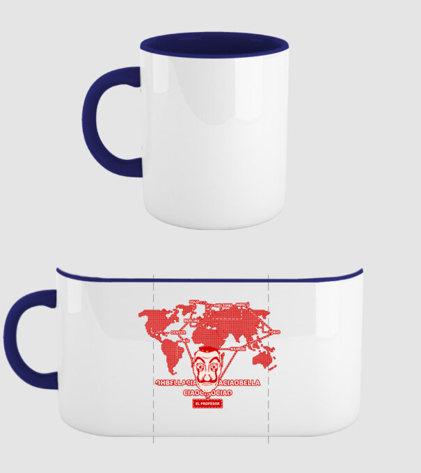 la casa de papel map model albastru închis pe tricou