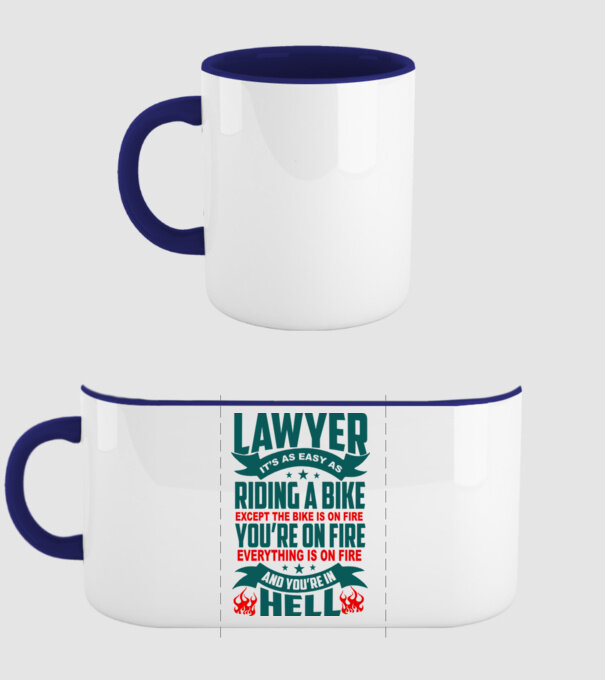 'Lawyer it''s easy as riding a bike...' model albastru închis pe tricou