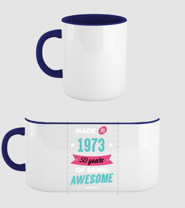 MADE IN 1973 model albastru închis pe tricou
