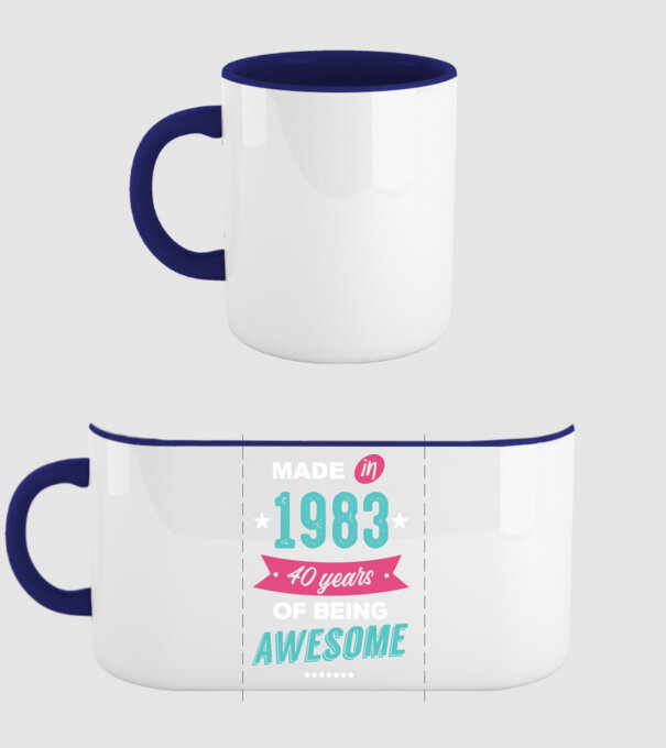 Made in 1983 model albastru închis pe tricou