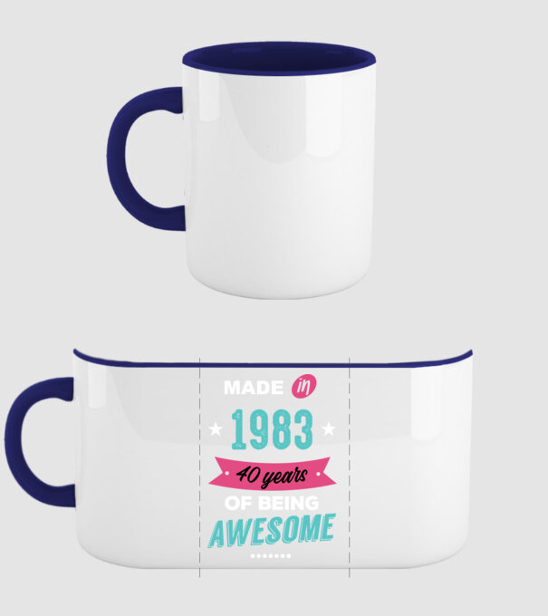 MADE IN 1983 model albastru închis pe tricou