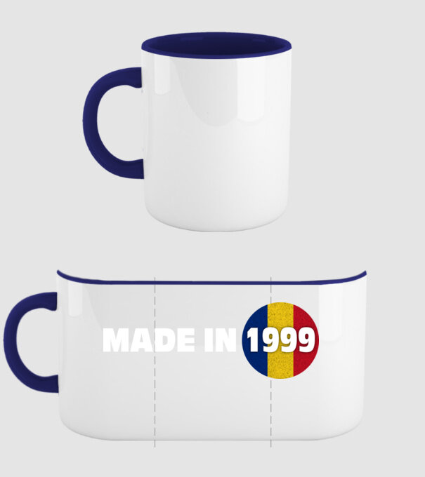 made in 1999 model albastru închis pe tricou