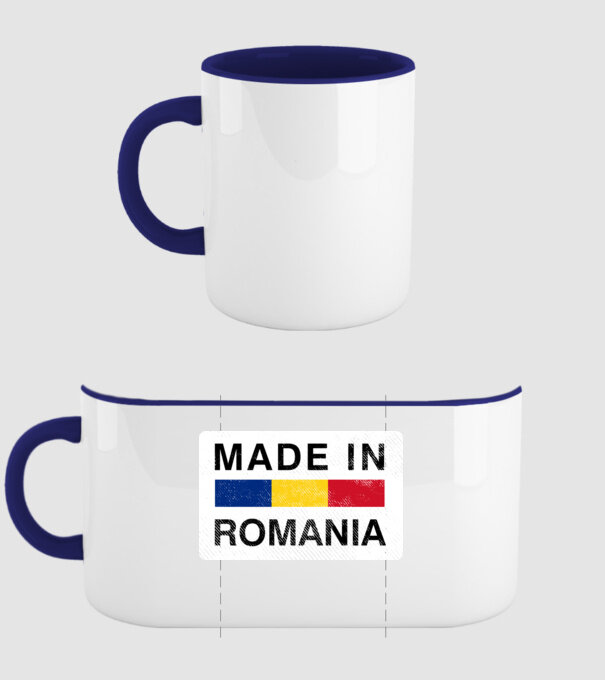 made in romania model albastru închis pe tricou