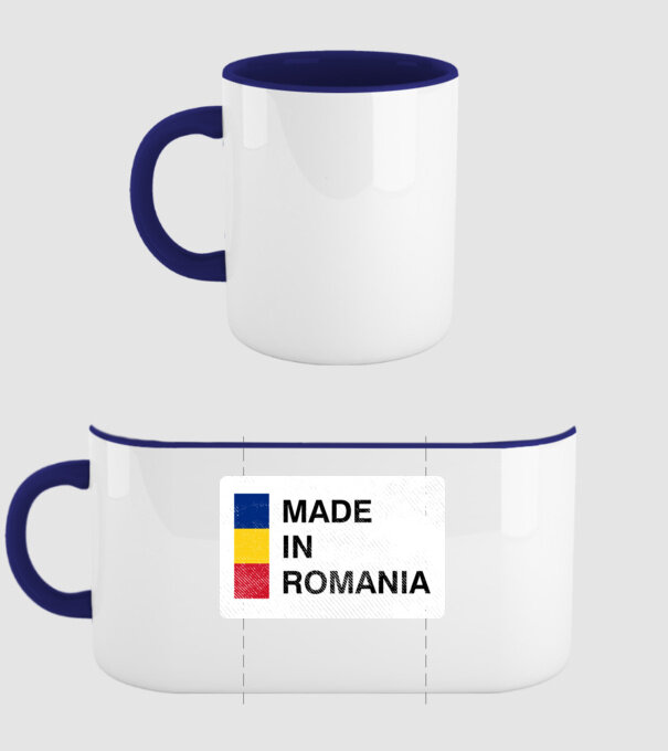 made in romania model albastru închis pe tricou