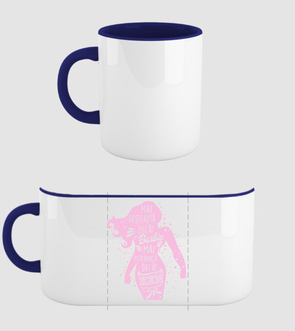 Mai deșteaptă decât Barbie, mai puternică decât Ken model albastru închis pe tricou