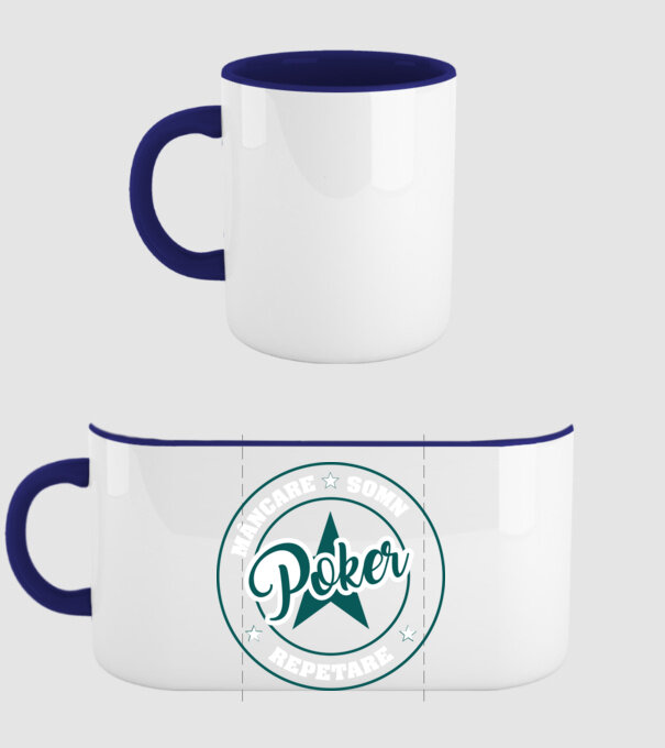 mâncare somn repetare POKER model albastru închis pe tricou