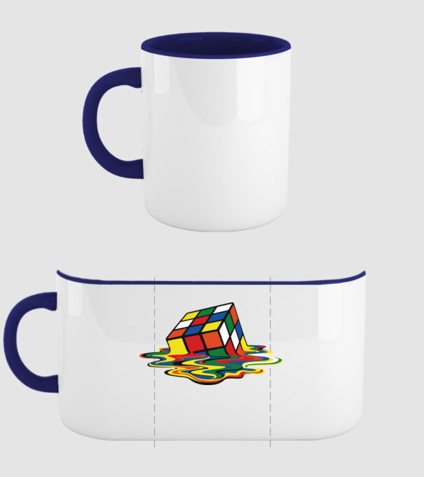 Melting Rubik model albastru închis pe tricou