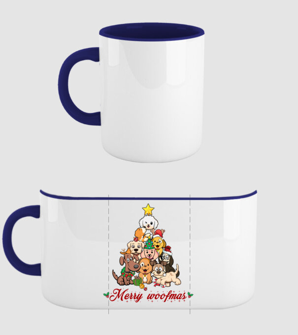Merry woofmas model albastru închis pe tricou