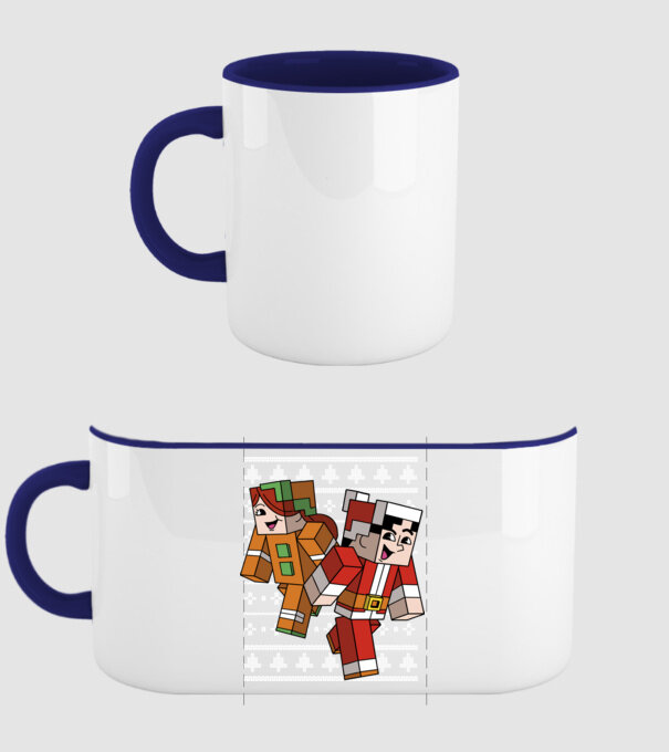 Minecraft christmas ugly sweater model albastru închis pe tricou