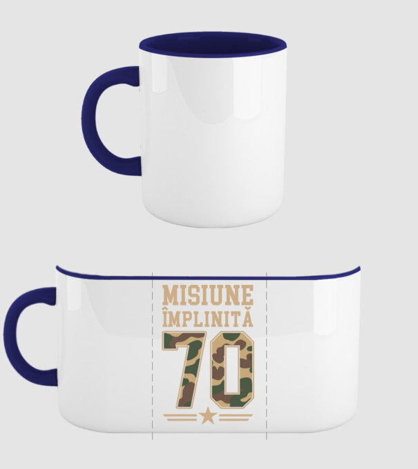 Misiune împlinită 70 model albastru închis pe tricou