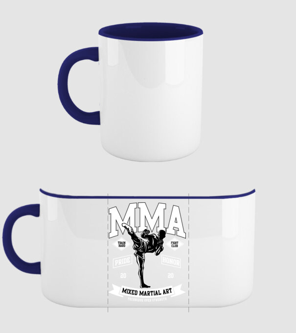 MMA model albastru închis pe tricou