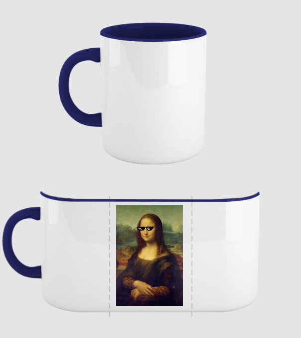 Mona Lisa Deal with it model albastru închis pe tricou