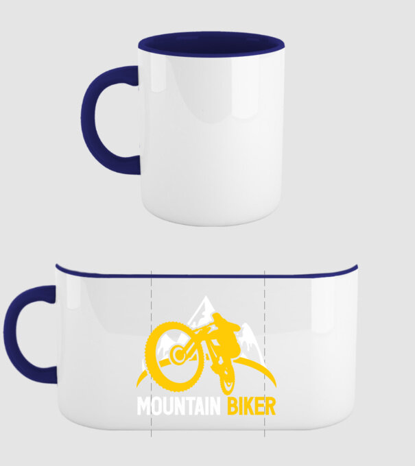 mountain biker model albastru închis pe tricou