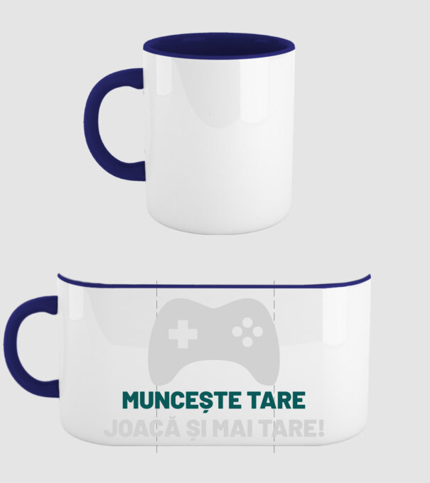 Muncește tare, joacă și mai tare! model albastru închis pe tricou