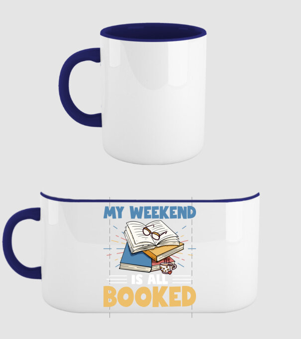 My weekend booked model albastru închis pe tricou