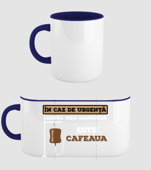În caz de urgență, grupa mea sanguină este cafeaua model albastru închis pe tricou