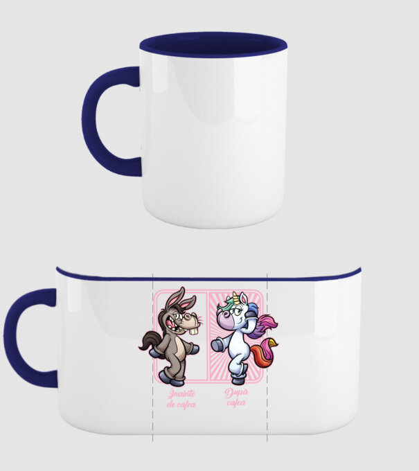 Înainte de cafea model albastru închis pe tricou