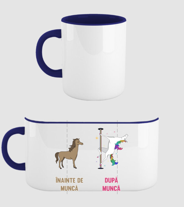 Înainte de muncă - după muncă model albastru închis pe tricou