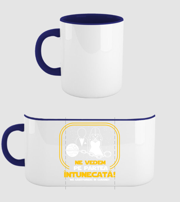 Ne vedem pe partea întunecată model albastru închis pe tricou