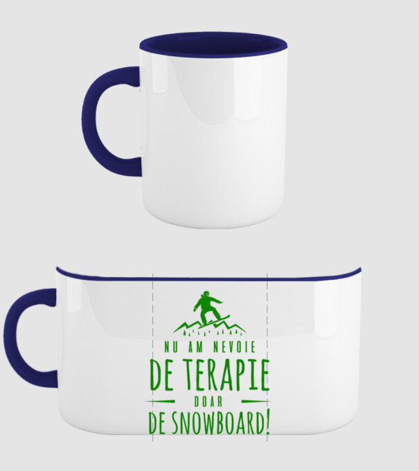 nu am nevoie de terapie doar de snowboard! model albastru închis pe tricou