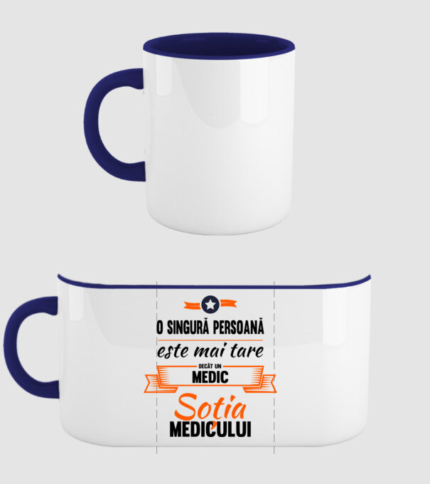O singură persoană este mai tare decât un medic, soția medicului model albastru închis pe tricou