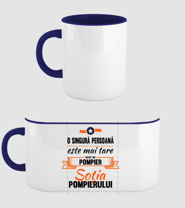 O singură persoană este mai tare decât un pompier, soția pompierului model albastru închis pe tricou