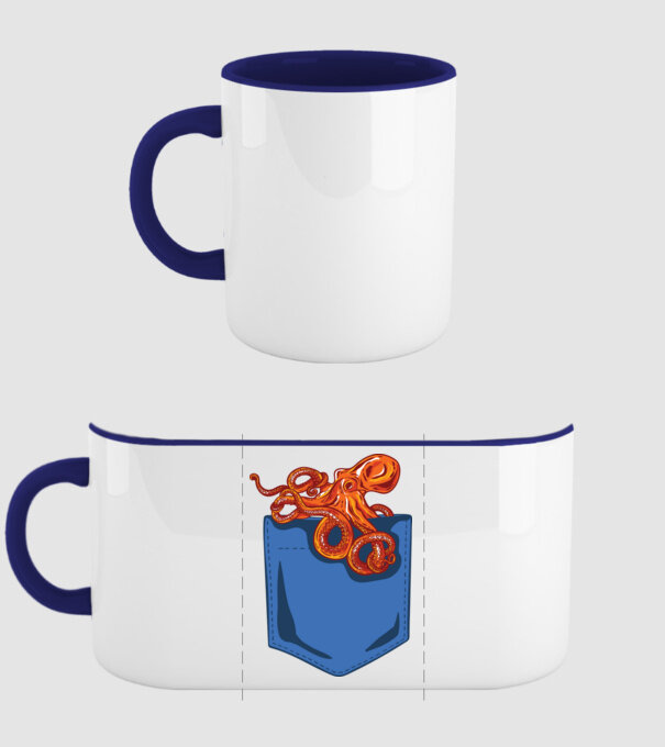 Octopus model albastru închis pe tricou