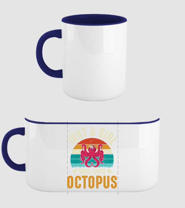 Octopus model albastru închis pe tricou
