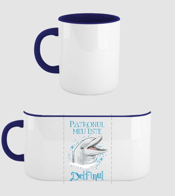 Patronul meu este DELFINUL model albastru închis pe tricou