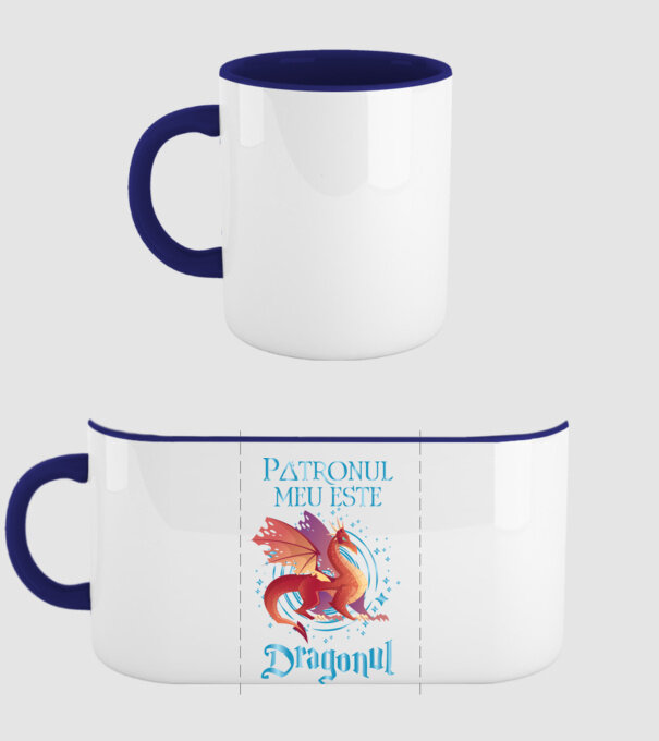 Patronul meu este DRAGONUL model albastru închis pe tricou