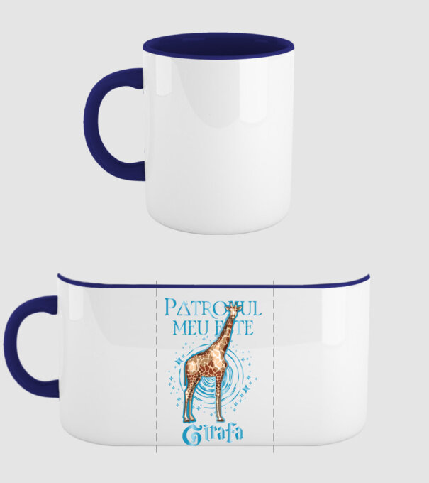 Patronul meu este GIRAFA model albastru închis pe tricou