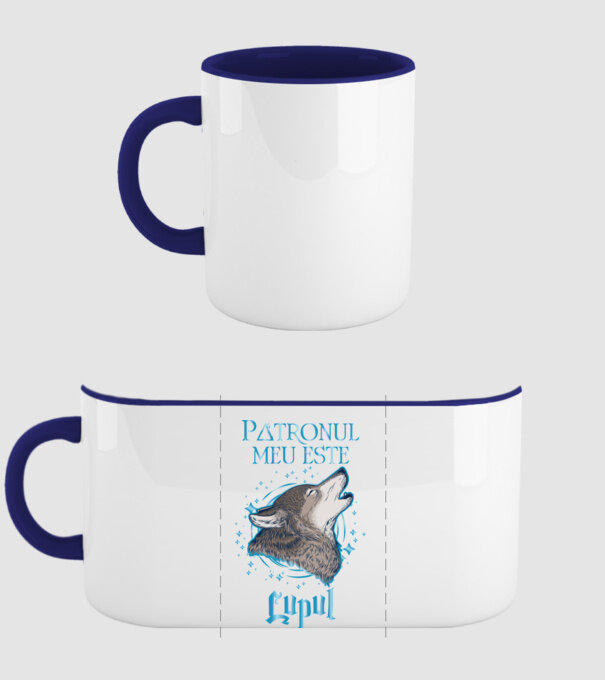 Patronul meu este LUPUL model albastru închis pe tricou