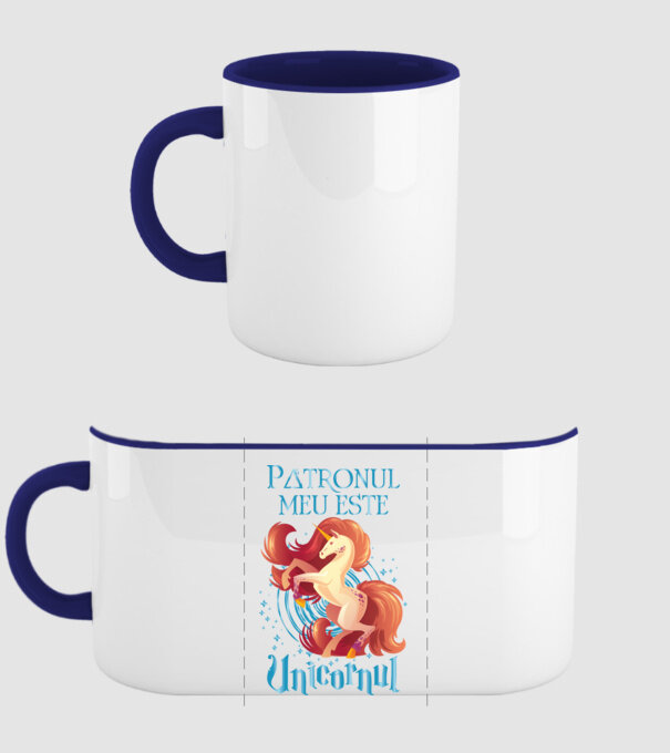 Patronul meu este UNICORNUL model albastru închis pe tricou