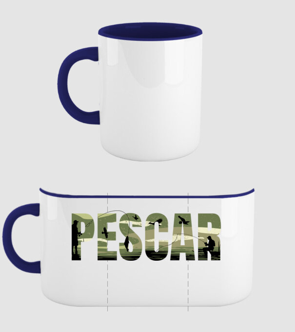 PESCAR model albastru închis pe tricou