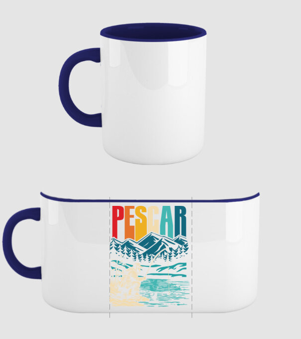 Pescar retro model albastru închis pe tricou