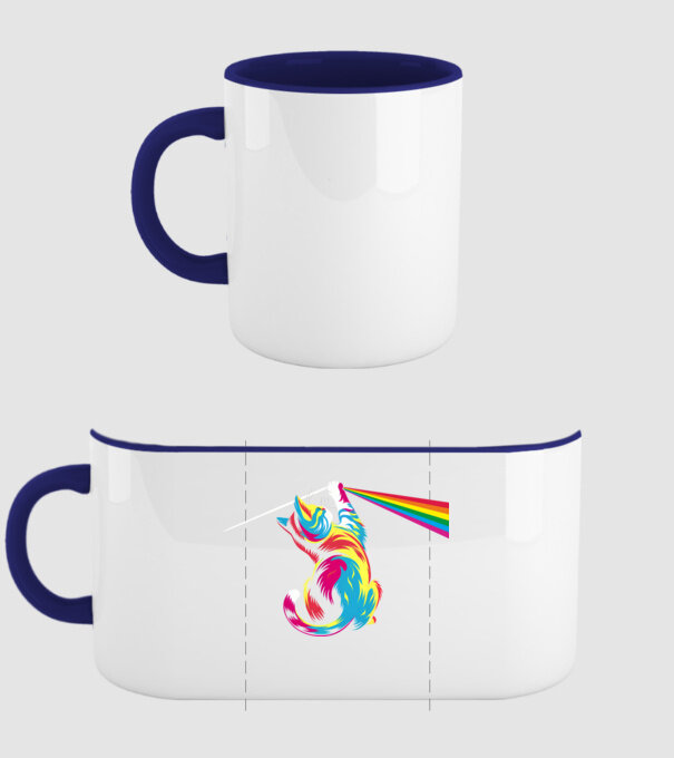 Pisica prismă model albastru închis pe tricou