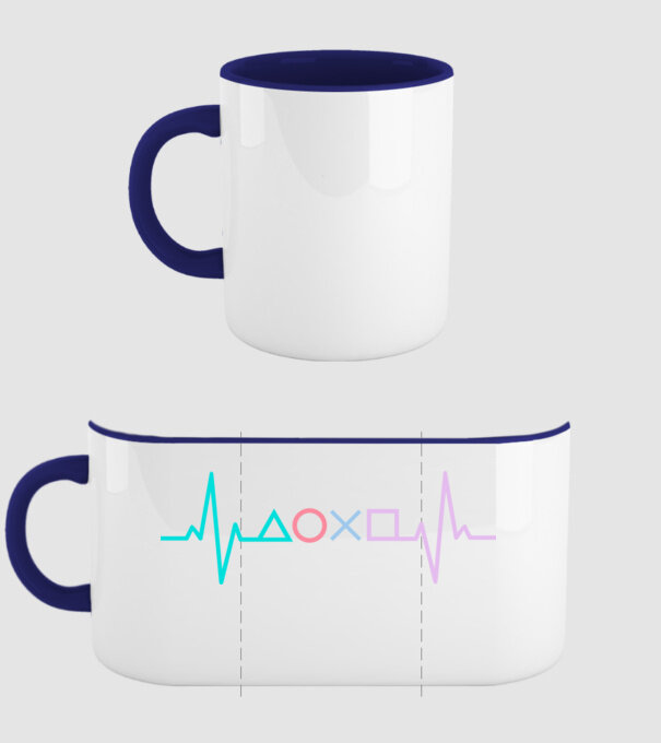 Playstation Symbols EKG model albastru închis pe tricou