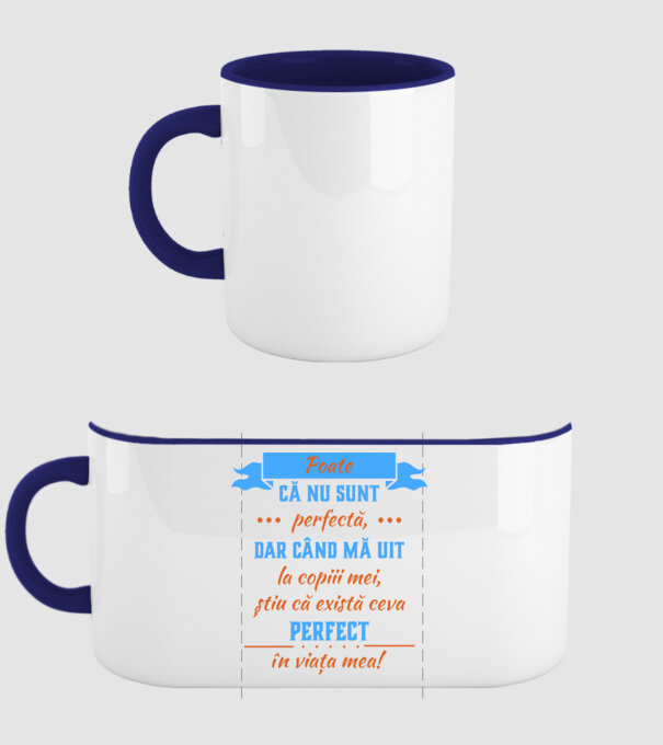 poate că nu sunt perfectă, dar când mă uit la copiii mei, știu că există ceva perfect în viața mea! model albastru închis pe tricou