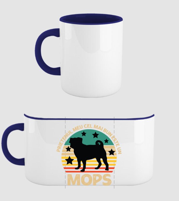 Prietenul meu cel mai bun este un mops model albastru închis pe tricou