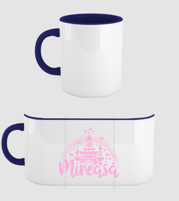 Prinţesă mireasă model albastru închis pe tricou